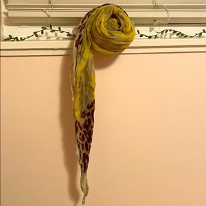 Yellow, brown and gray cheetah print scarf